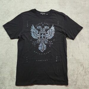 Affliction Black Label T-Shirt Mens Medium Black Eagle‎ Cross Biker Motorcycle